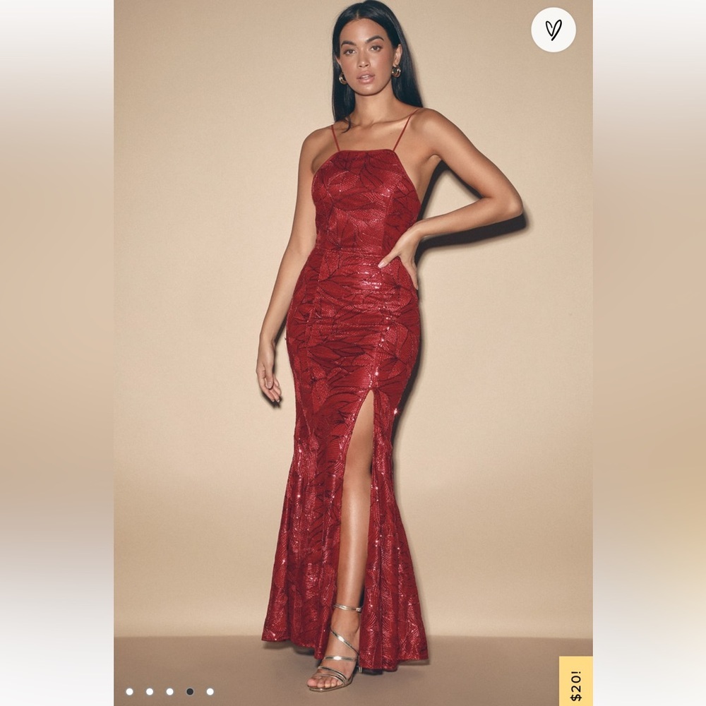 NWT Pure Beauty Wine Red Sequin Sleeveless Maxi Dress